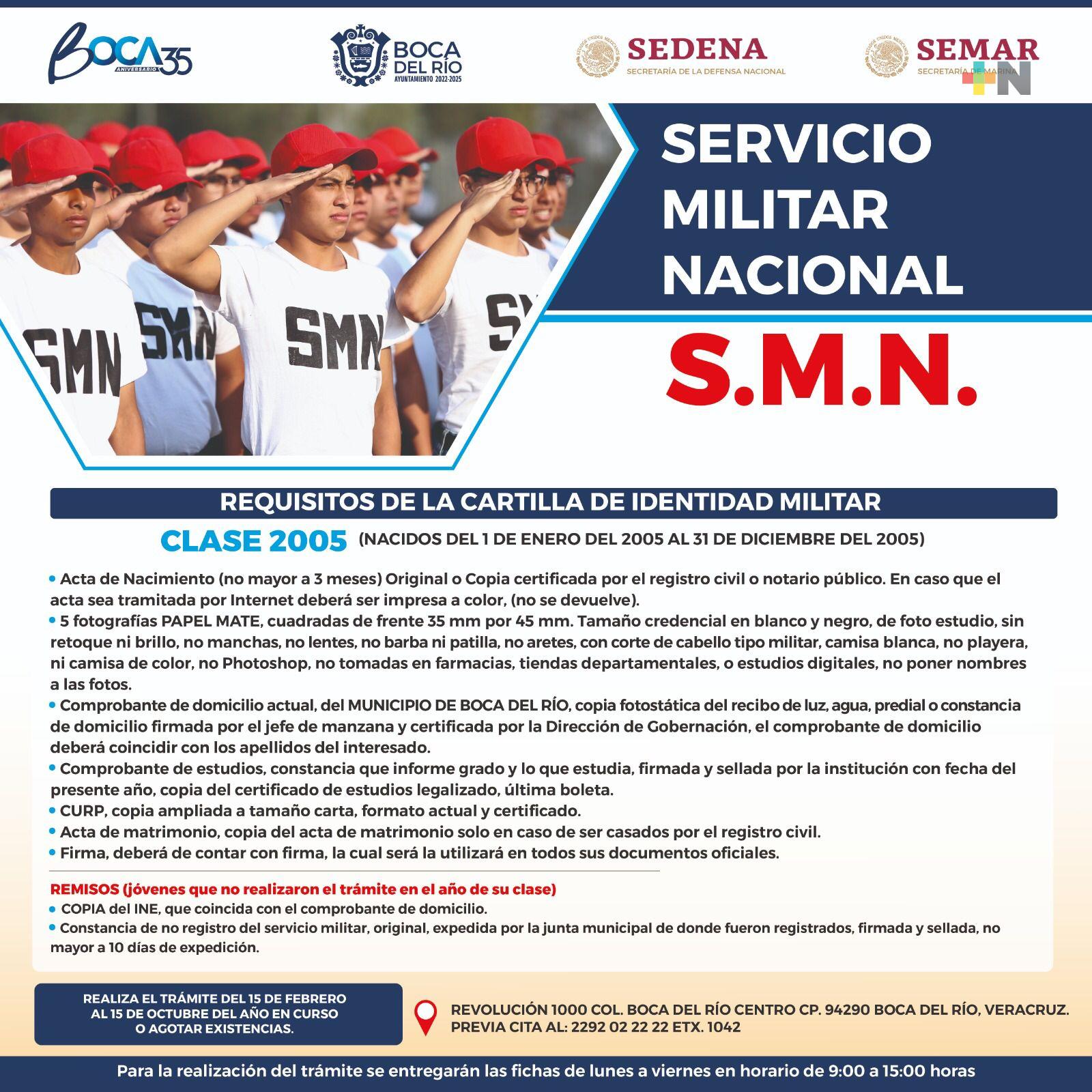 Abren convocatoria para el servicio militar en Boca del Río