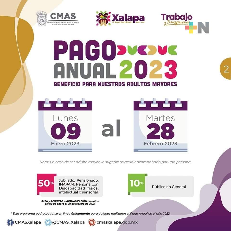 A partir del 9 de enero el cobro anual anticipado del servicio de agua potable