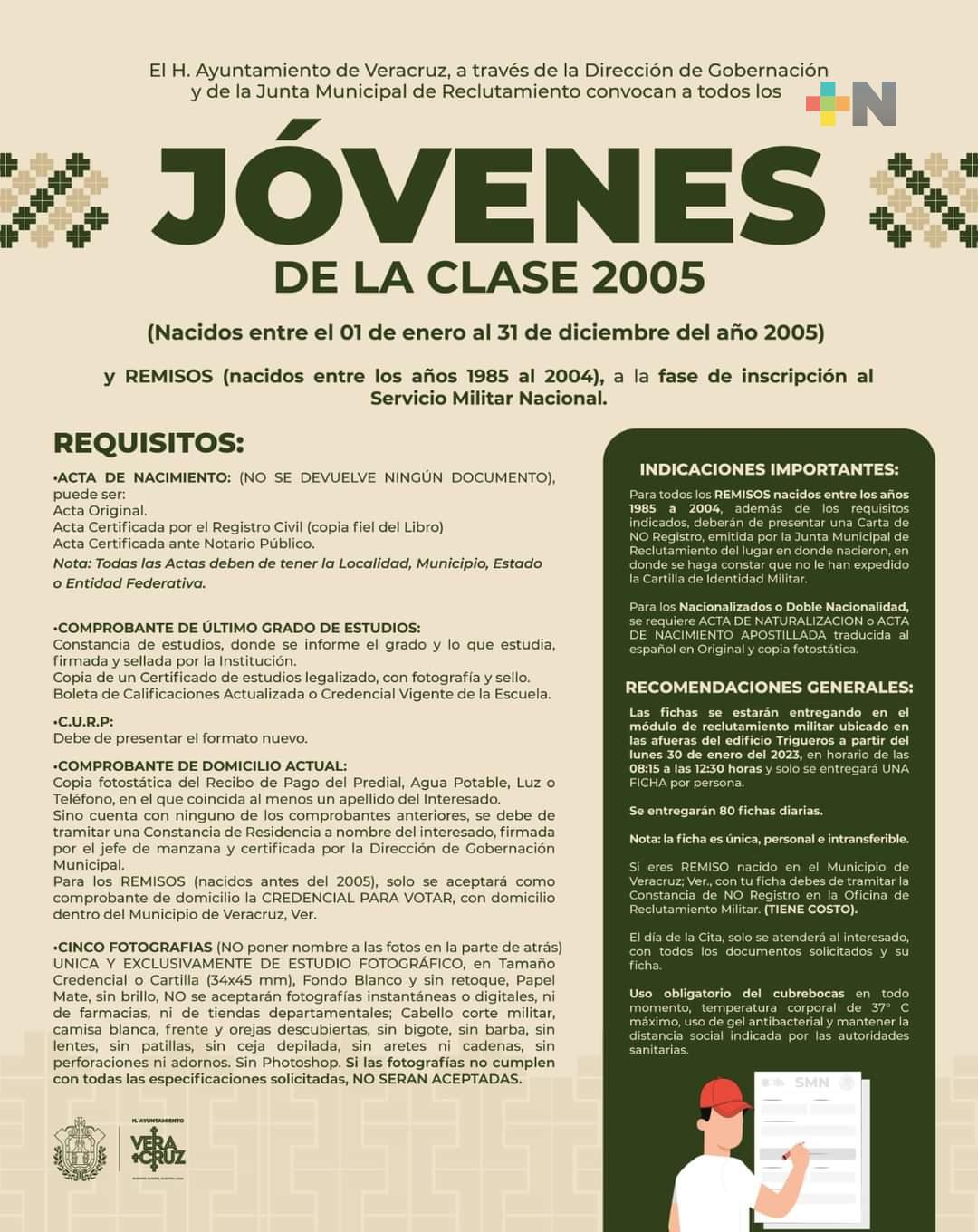 En Puerto de Veracruz inició el reclutamiento al Servicio Militar Nacional