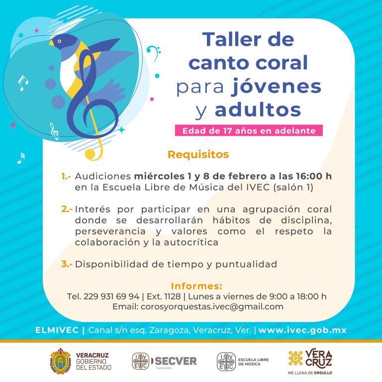 Convoca IVEC a participar en taller de canto coral para jóvenes y adultos