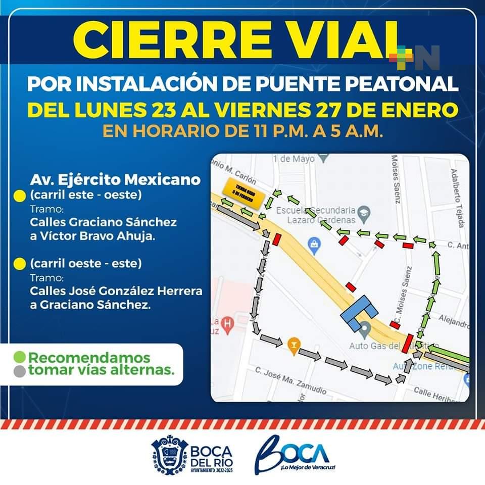 Cierran avenida Ejército Mexicano por instalación de puente