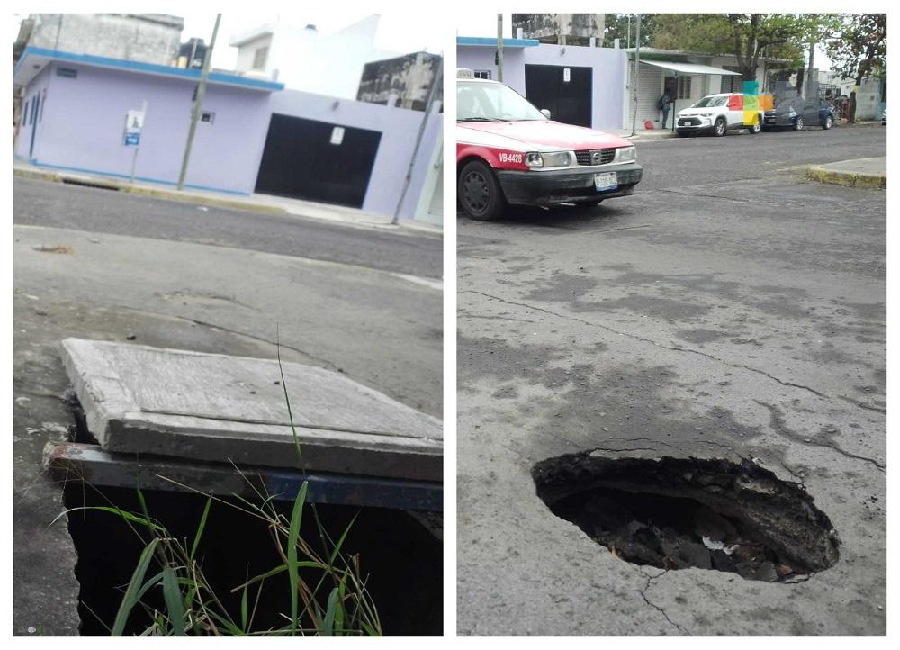 Piden reparar daños en avenida Netzahualcóyotl esquina Sánchez Tagle, en Veracruz puerto