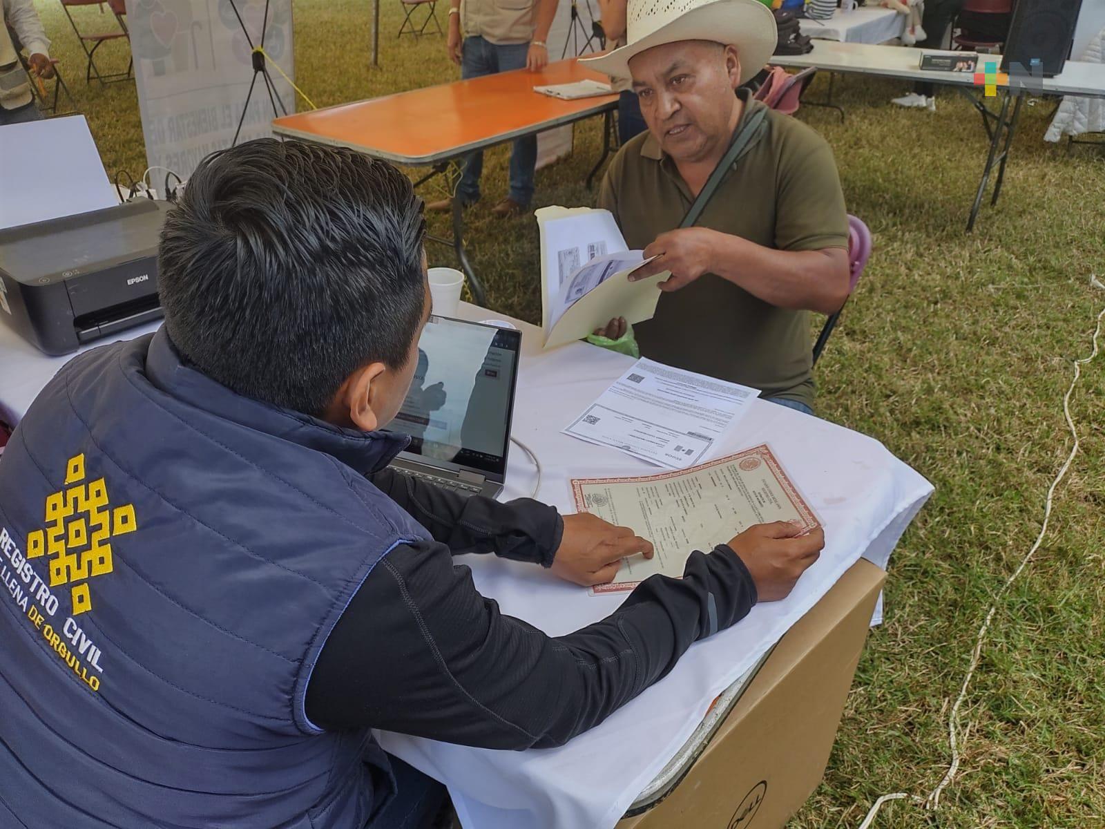 Brigadas itinerantes del Registro Civil otorgan 420 servicios en Mixtla de Altamirano
