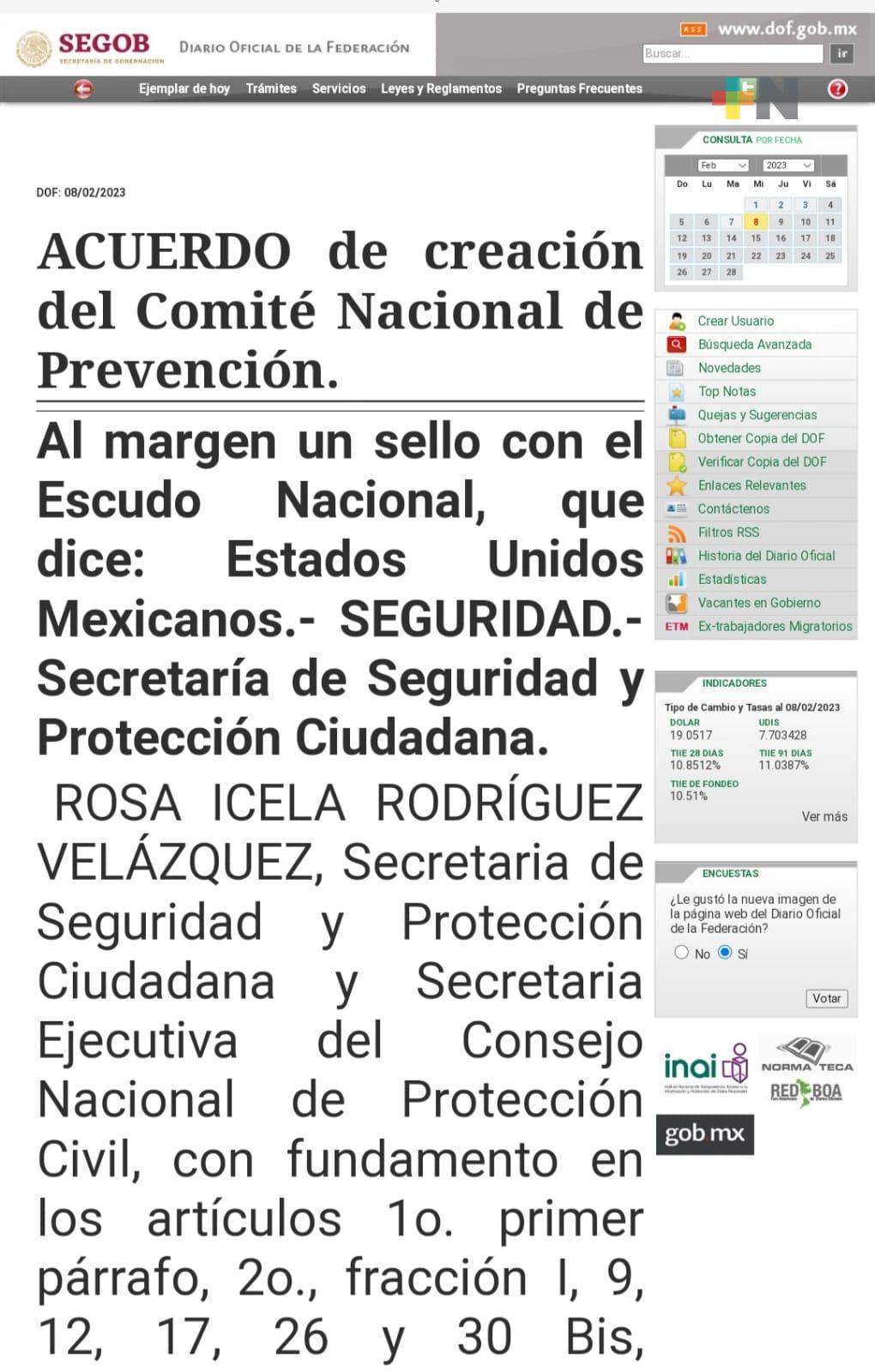 Se crea Comité Nacional de Prevención