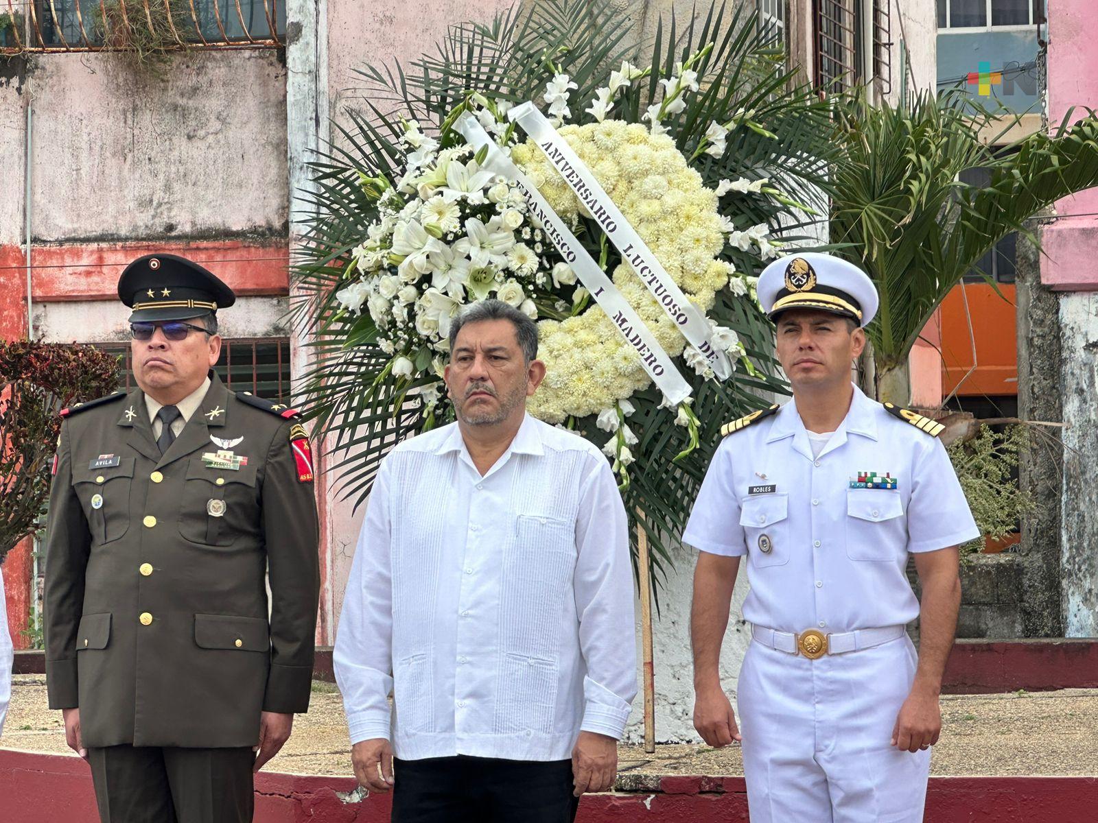 Conmemoran en Coatzacoalcos 110 aniversario luctuoso de Francisco I. Madero