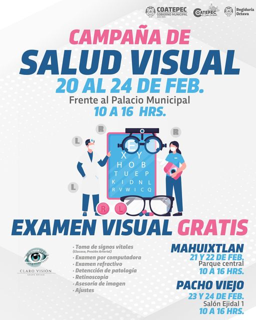 Invitan a Campaña de Salud Visual en el municipio de Coatepec