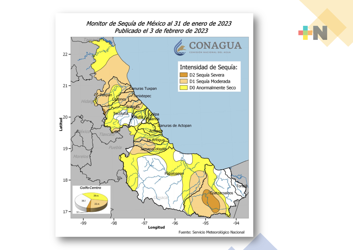 91 municipios de Veracruz son reportados en sequía moderada: Conagua