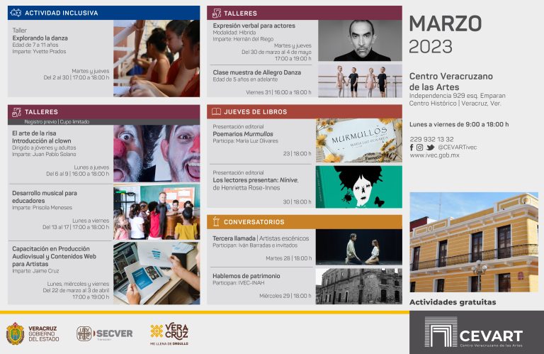 Presenta IVEC cartelera del mes de marzo del CEVART