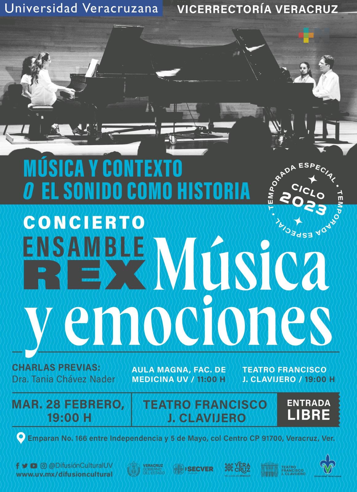 El 28 de febrero se realizará el concierto Ensamble Rex Música y emociones