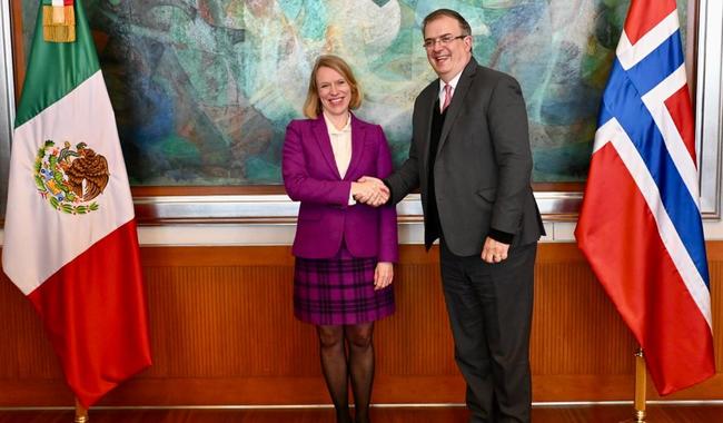 El secretario Ebrard recibe a la ministra de Asuntos Exteriores de Noruega