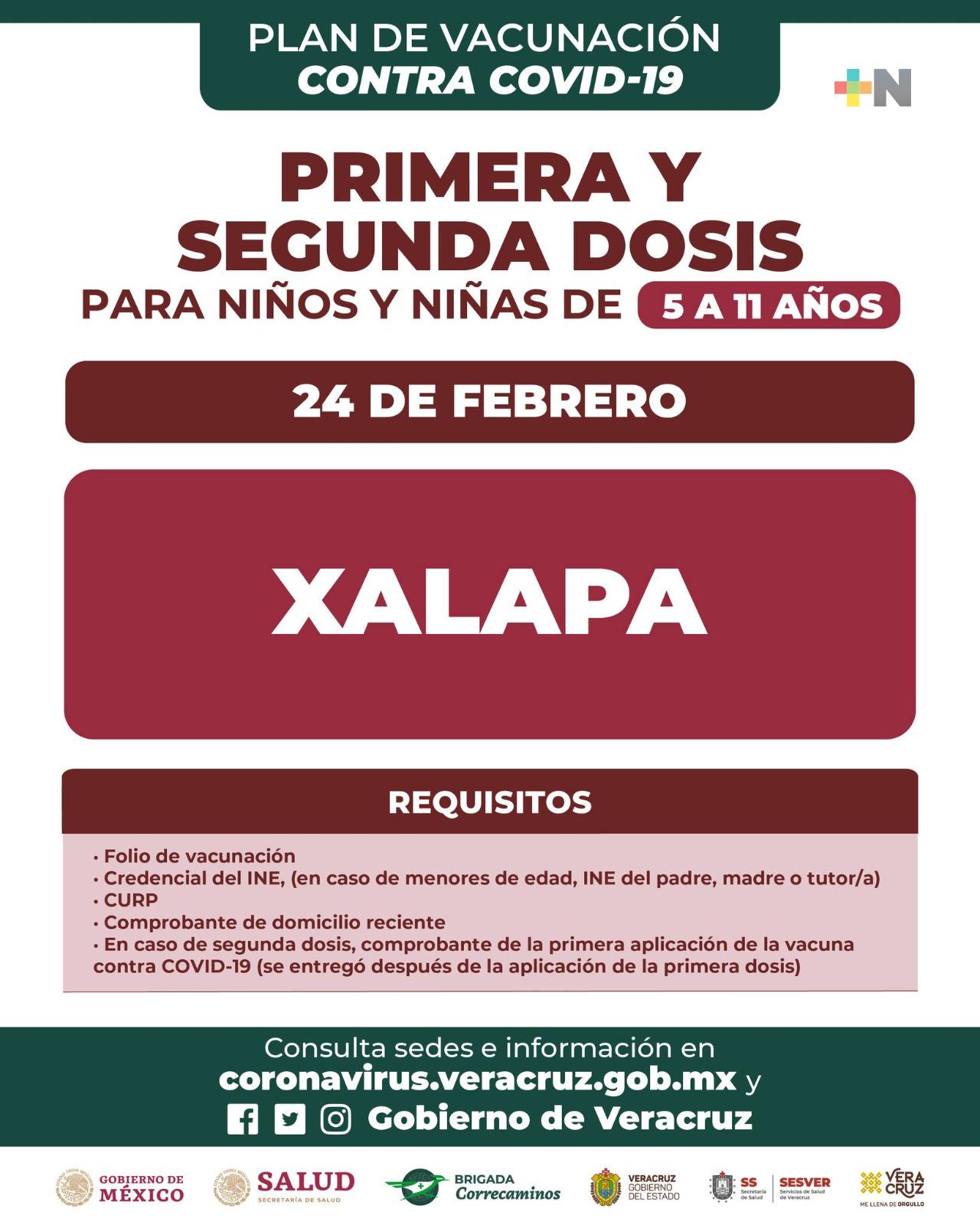 En 44 municipios, vacunación contra COVID a niñas y niños, del 24 al 26 de febrero
