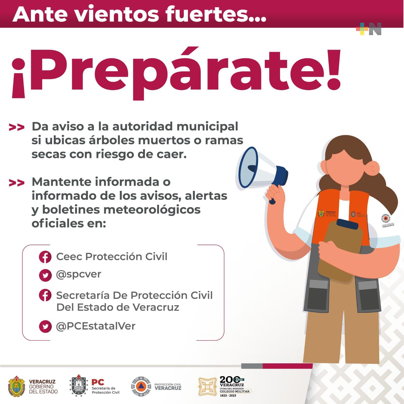 Vientos de hasta 120 km/h se esperan este viernes en Veracruz-Boca del Río