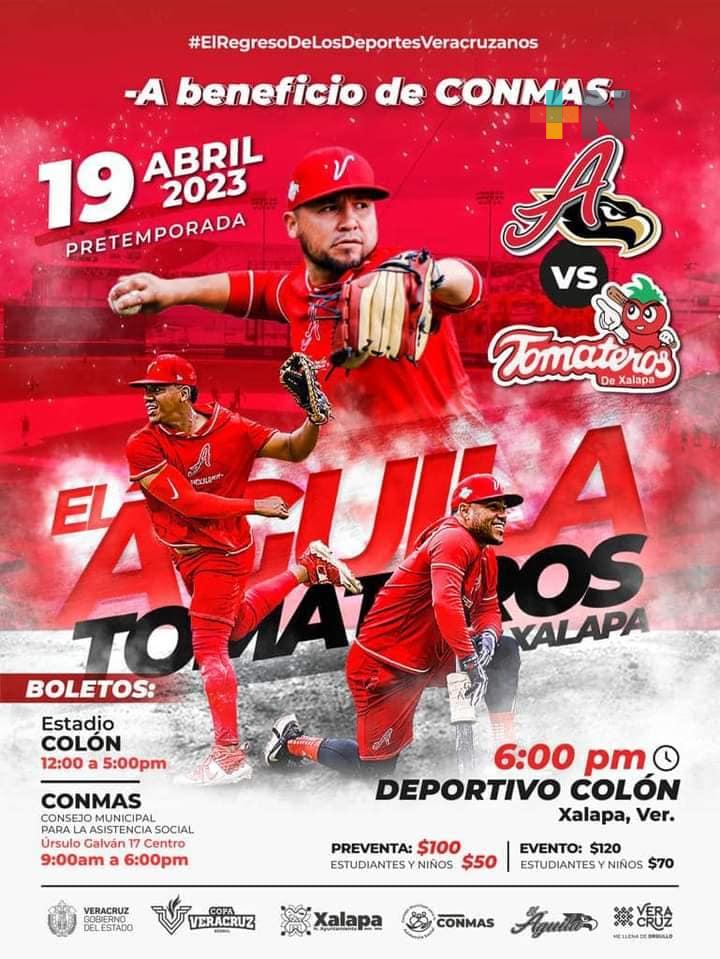 El Águila de Veracruz contra Tomateros de Xalapa a beneficio de población vulnerable