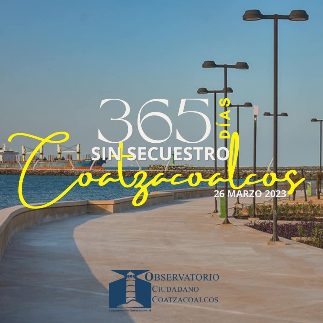 Cumple Coatzacoalcos 365 días sin secuestros