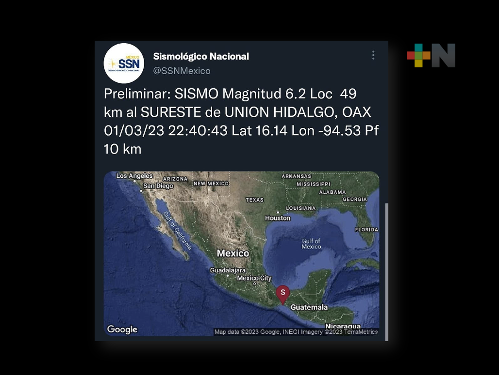 Sismo de 5.8 grados en Unión Hidalgo, Oaxaca; se percibe en la entidad veracruzana: SPC