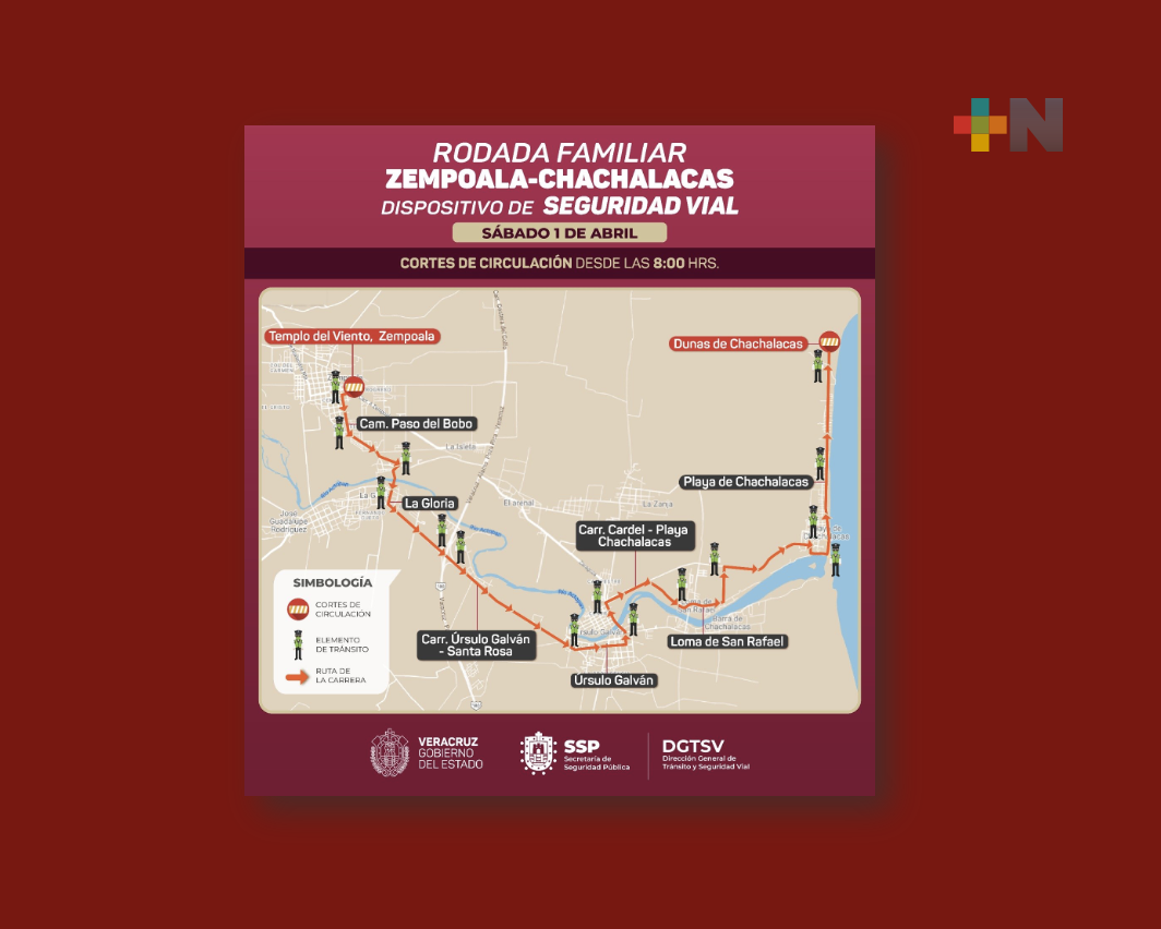 Anuncian dispositivo de Seguridad vial para la Rodada Familiar Zempoala-Chachalacas
