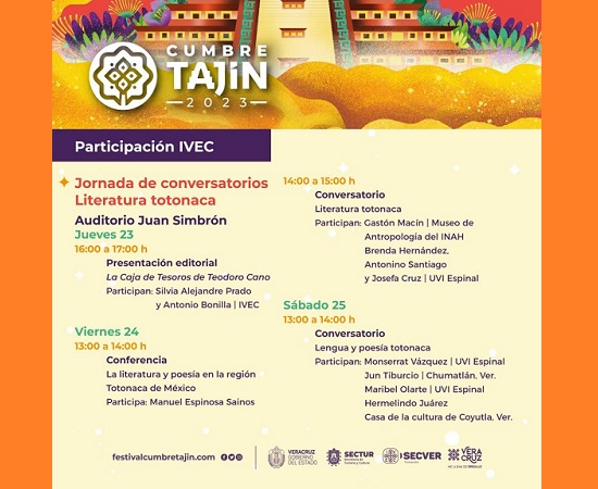 Invita IVEC a la Jornada de Conversatorios de Literatura Totonaca en Cumbre Tajín 2023