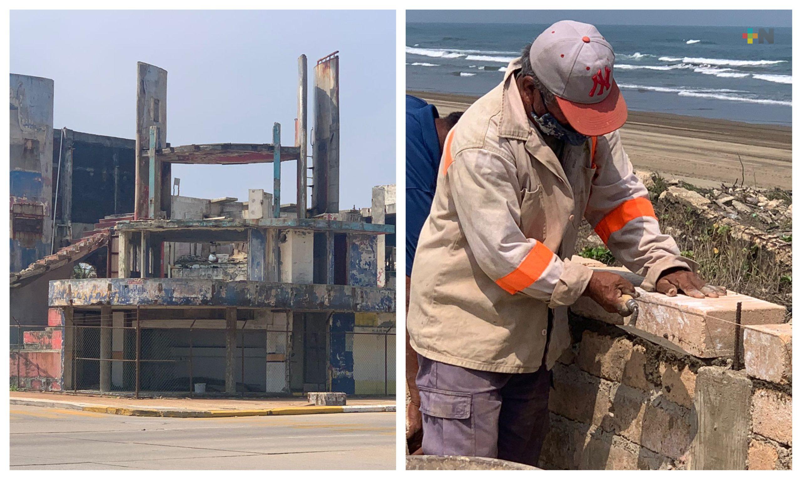 Se hacen trabajos de remozamiento en malecón de Coatza para Semana Santa