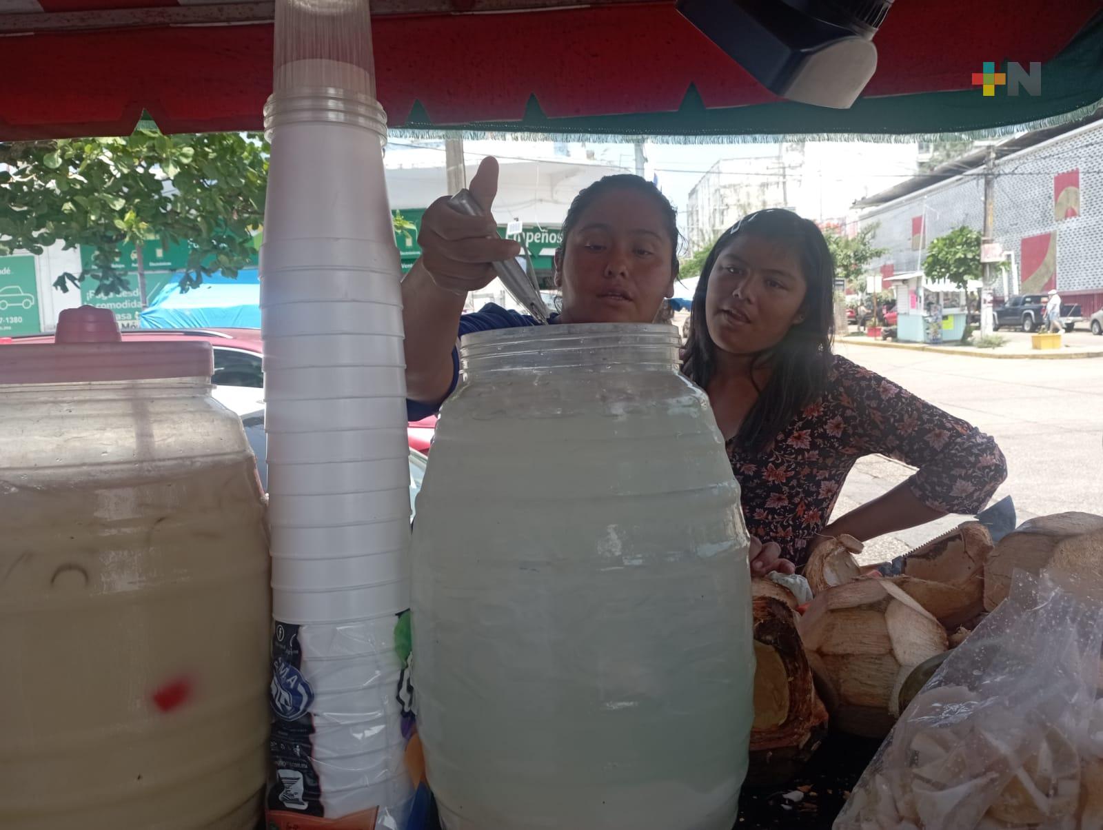 Crece notablemente en Coatza la venta de aguas frescas debido al calor
