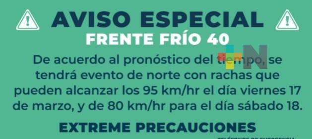 Evento de norte alcanzaría 95 km/h este viernes en zona conurbada