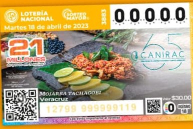 Festeja Canirac 65 años y develan billete de lotería alusivo a “Mojarra Tachagobi”
