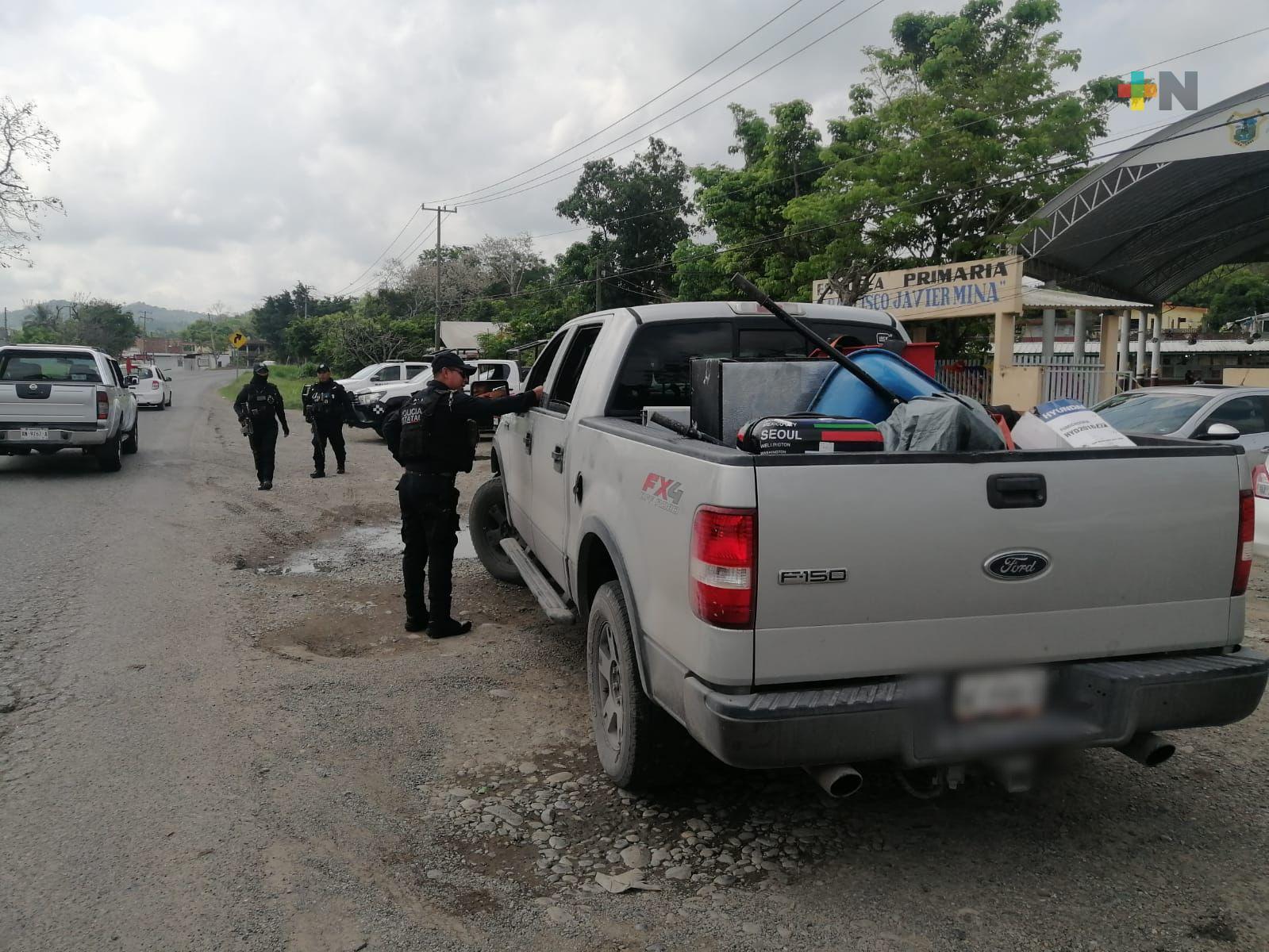 SSP realiza operativo de seguridad en el municipio de Tihuatlán