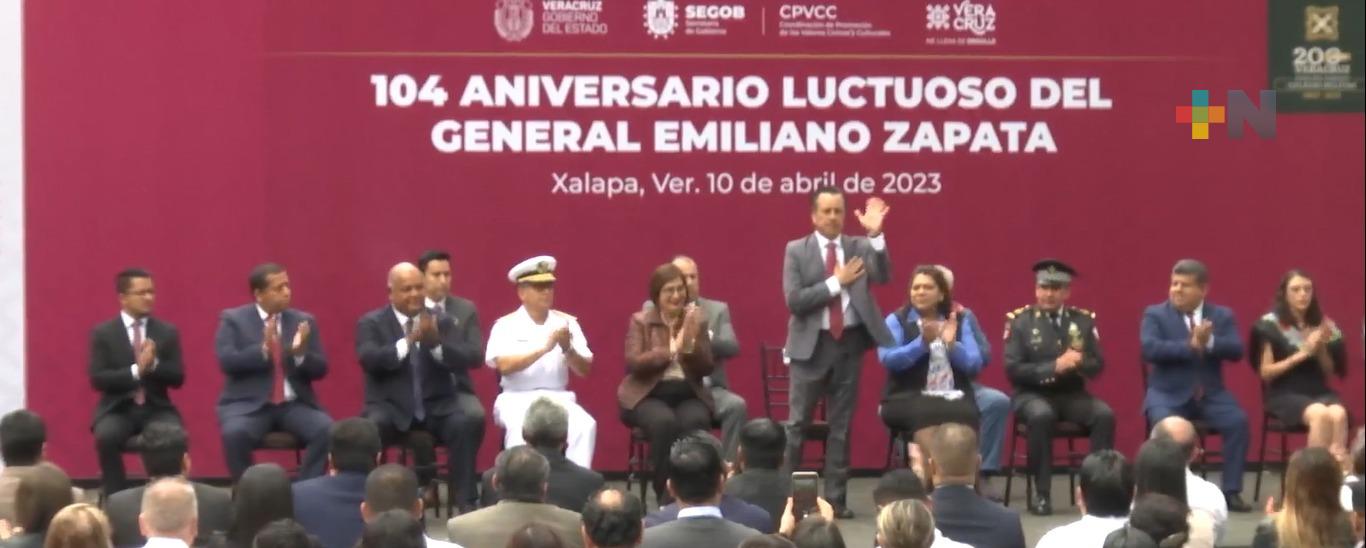 Gobierno de Veracruz conmemora 104 aniversario luctuoso de Emiliano Zapata
