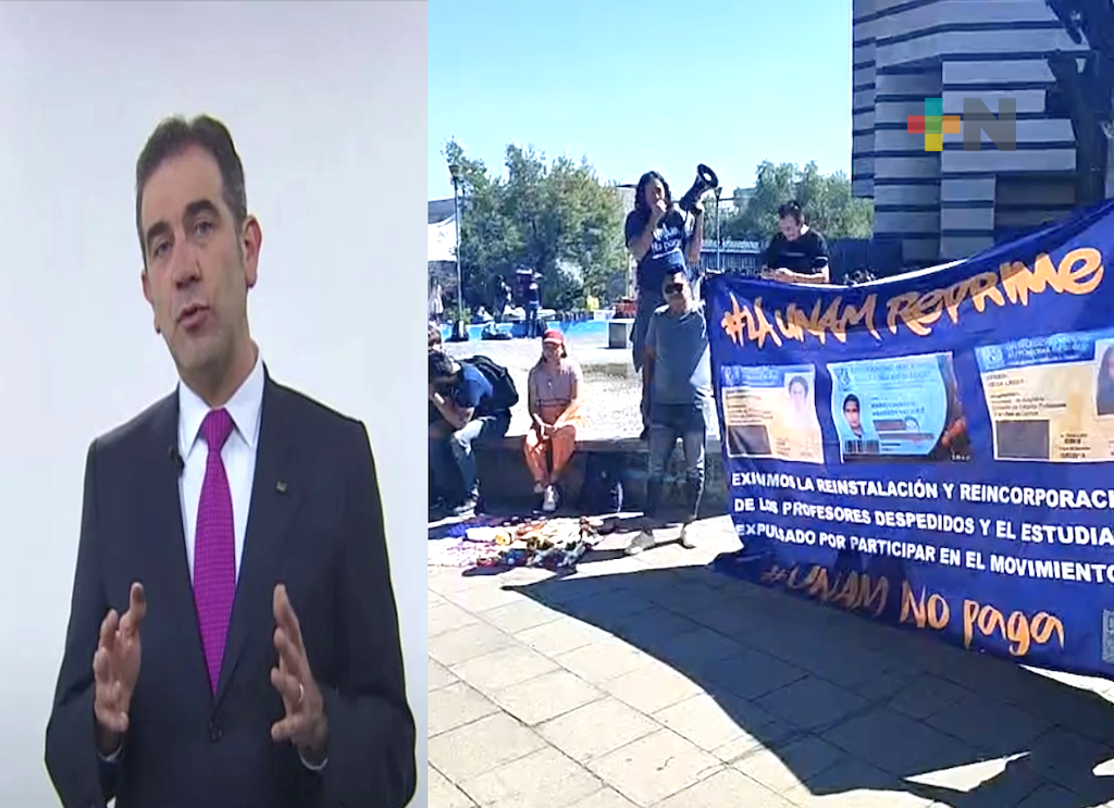 Protestan estudiantes y académicos de la UNAM por reincorporación de Lorenzo Córdova