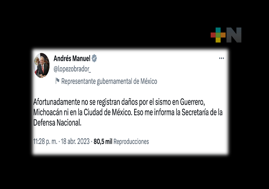 No se registran daños por el sismo en Guerrero: AMLO