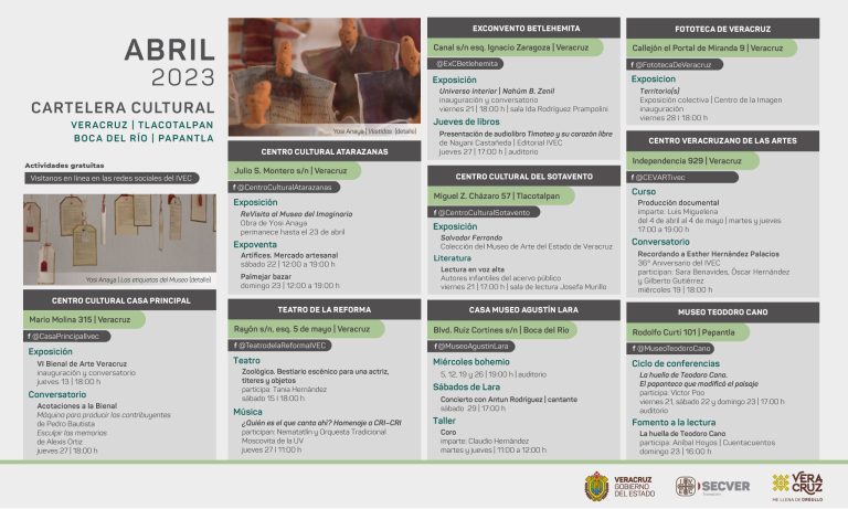 Presenta IVEC cartelera de actividades del mes de abril
