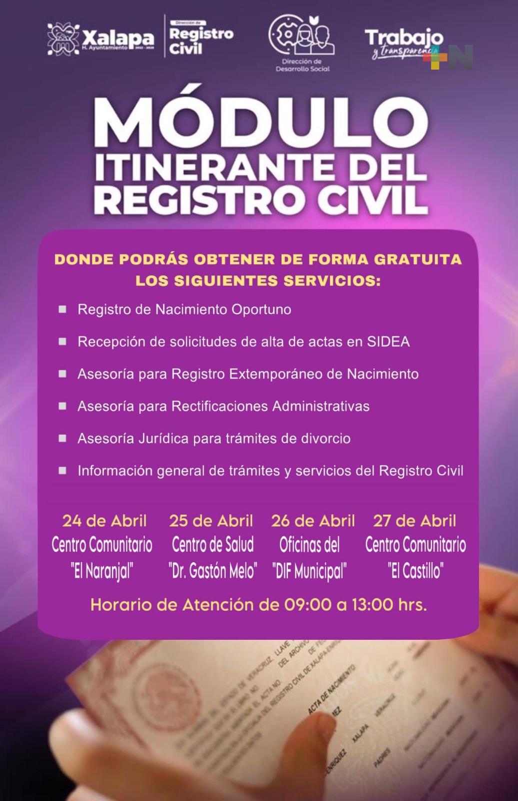 Registro Civil continúa ofreciendo servicios mediante los módulos itinerantes