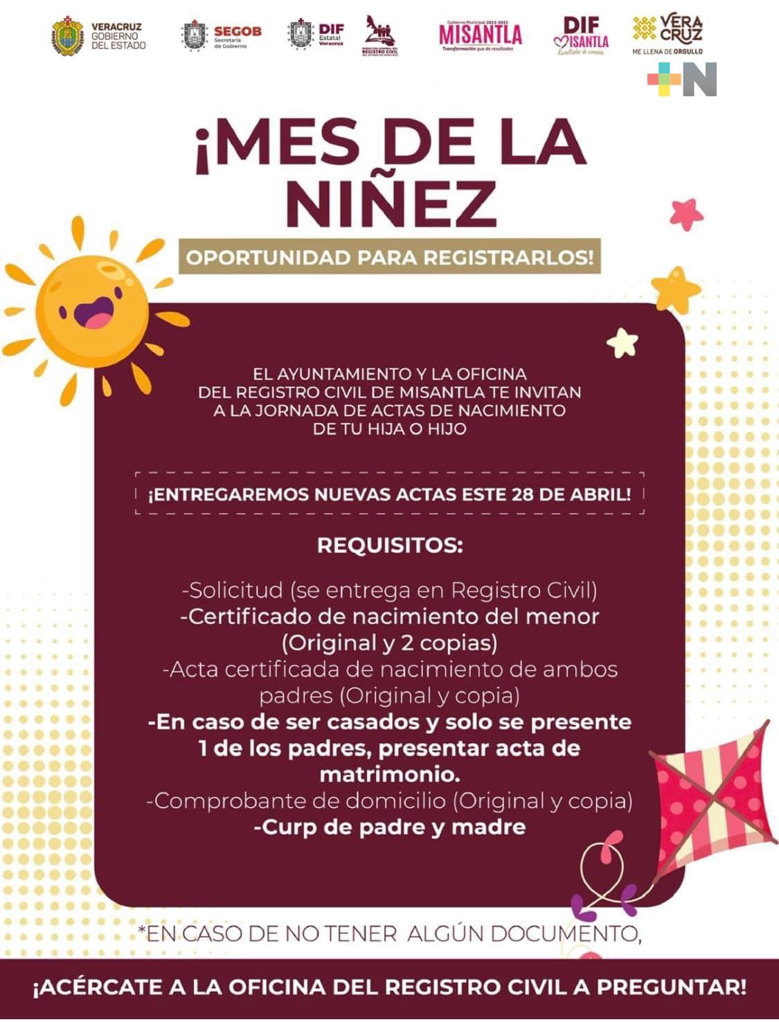 Promueve DIF de Misantla registro de menores