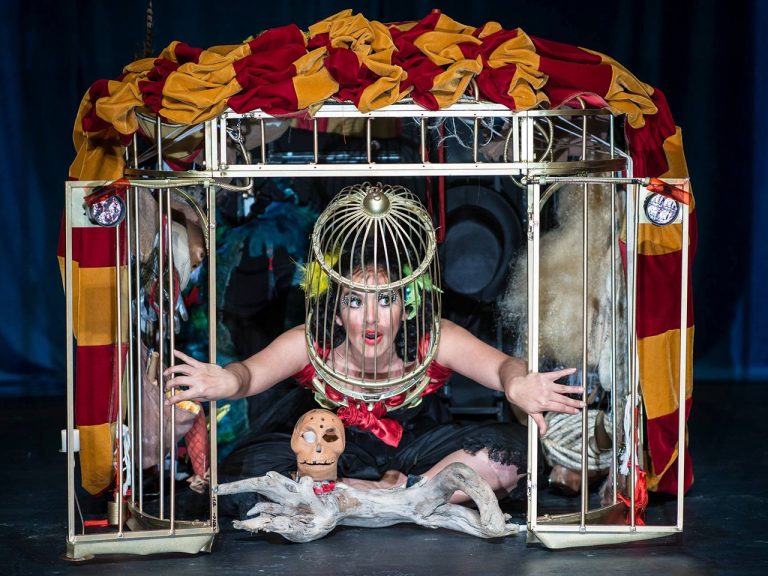 Invita a puesta en escena de Zoológica. Bestiario Escénico para una actriz, títeres y objetos