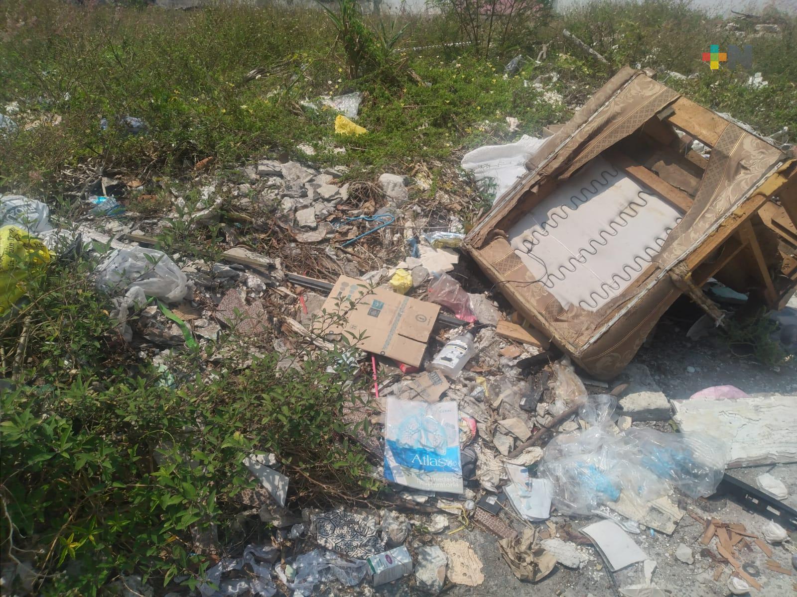 Lote abandonado es usado como tiradero de basura en Veracruz puerto, denuncian vecinos