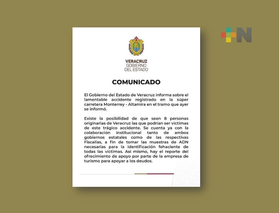 Informa gobierno estatal sobre accidente carretero Monterrey-Altamira