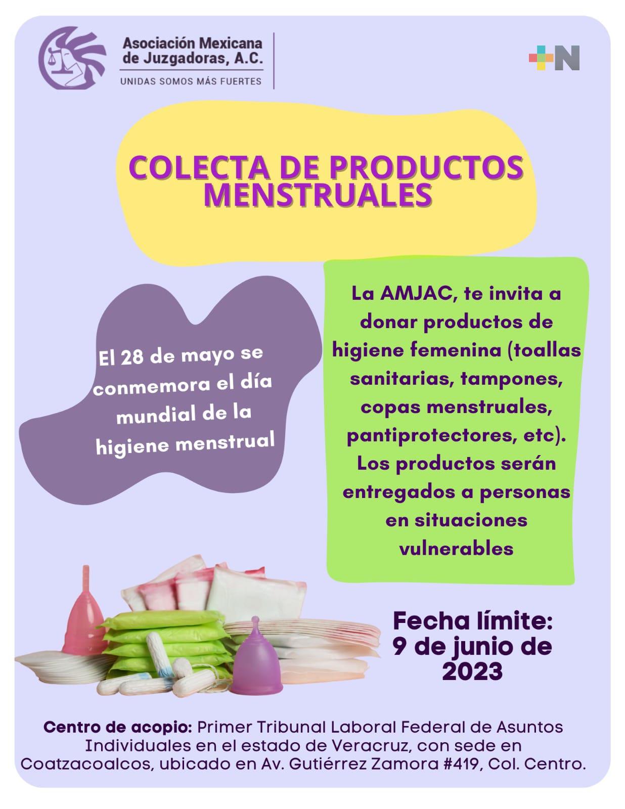Juezas emprenden en Coatza campaña de recolección de productos menstruales