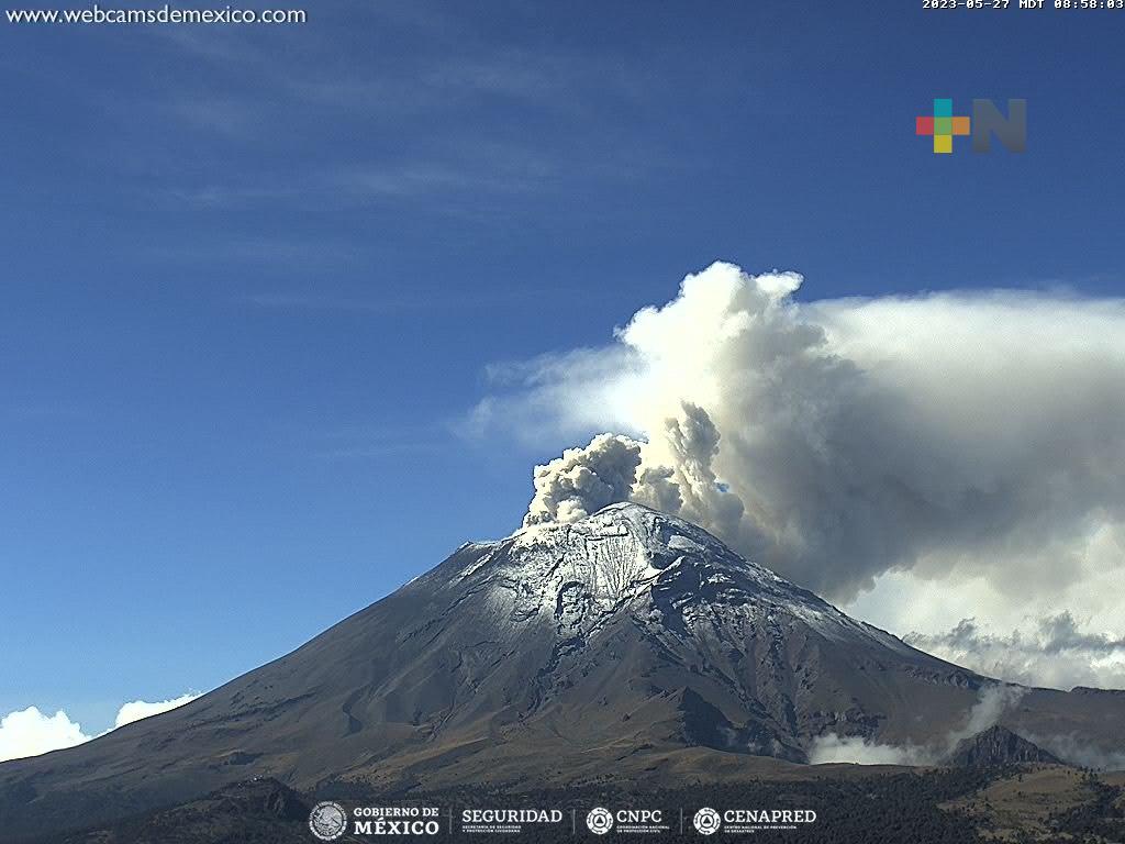 Popocatépetl mantiene emisión de ceniza al hacia Morelos y Guerrero