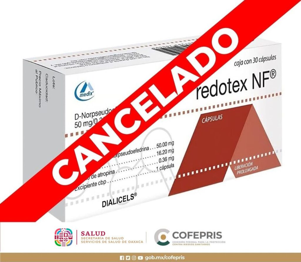 Cofepris cancela registro sanitario a Redotex y Redotex NF