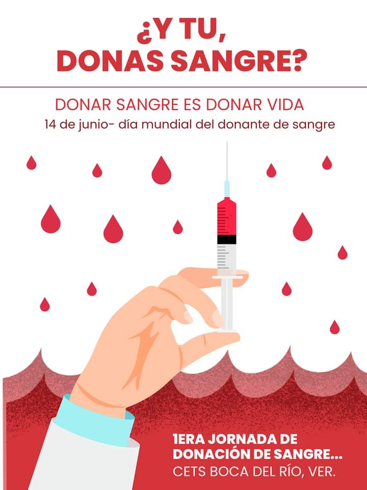 Invitan a donar sangre el 14 de junio en Boca del Río