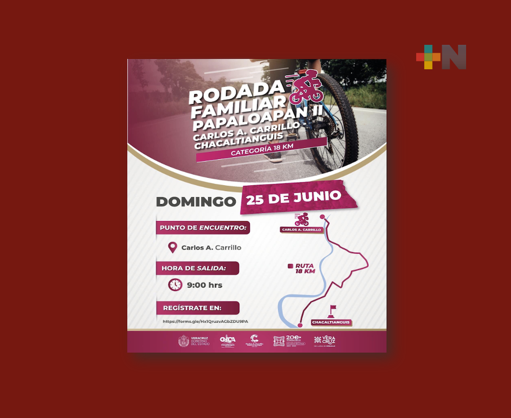 Abierta la invitación a participar en Rodada Ciclista Familiar Papaloapan II