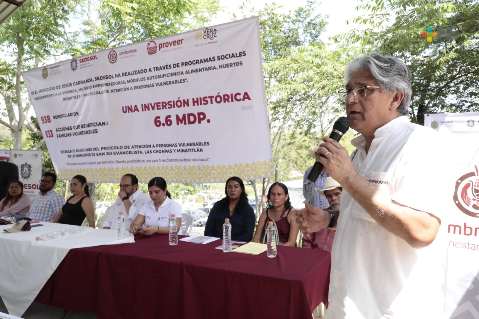 Sedesol destina 4.4 mdp para población vulnerable de Juan Rodríguez Clara y Jesús Carranza