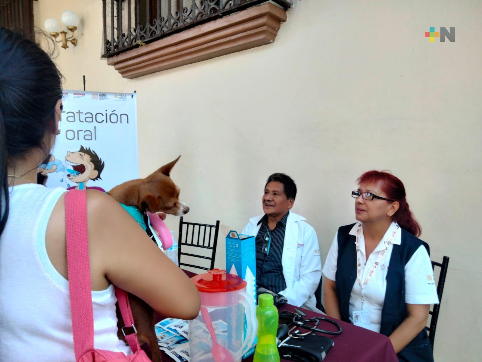 Instala Salud de Veracruz módulo de hidratación en bajos del palacio de gobierno