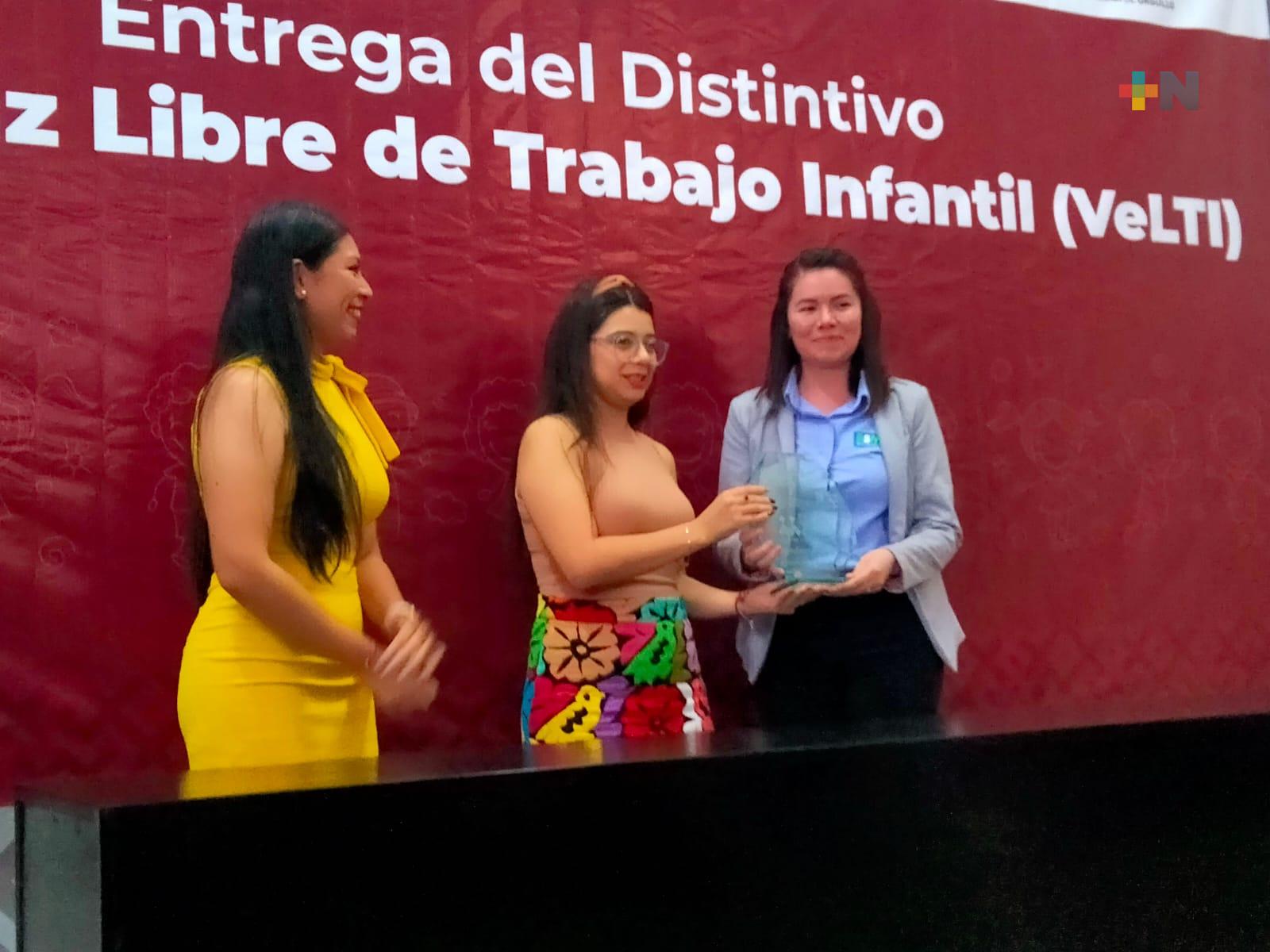 Entrega Secretaría del Trabajo distintivo «Veracruz Libre de Trabajo Infantil a empresas»