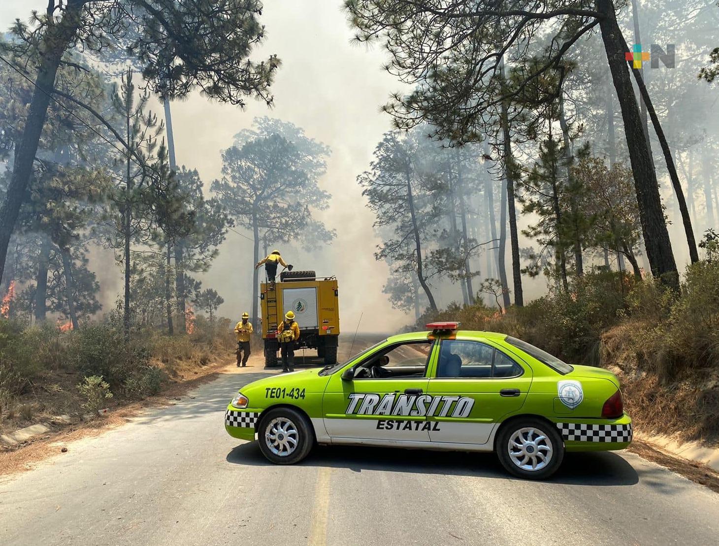 Por incendio forestal, Tránsito Estatal cierra circulación en carretera Sierra de Agua