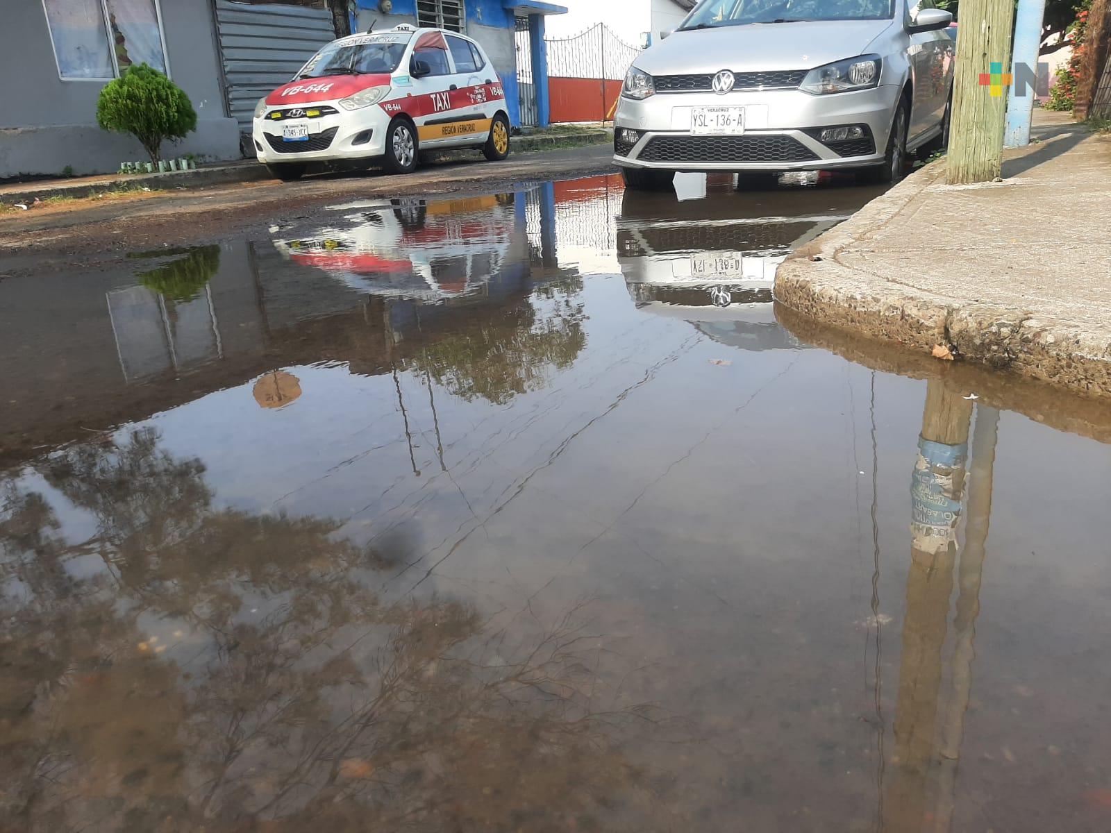 Días sin atender fuga de agua potable en avenida 20 de Noviembre de Boca del Río