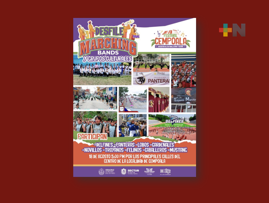 ¡Disfruta de nueve bandas en el Desfile de Marching Band del Festival Cempoala!