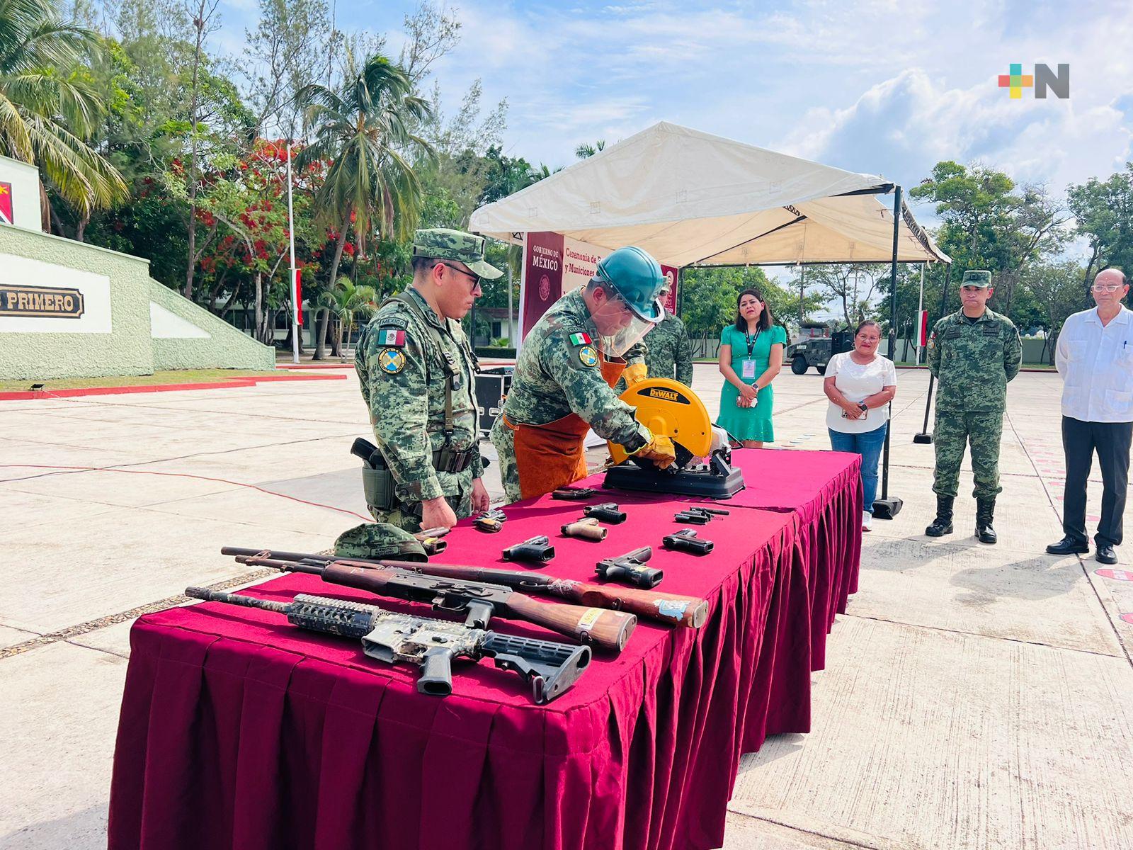 En 29 zona militar de Mina destruyen armas y cartuchos ilegales decomisados