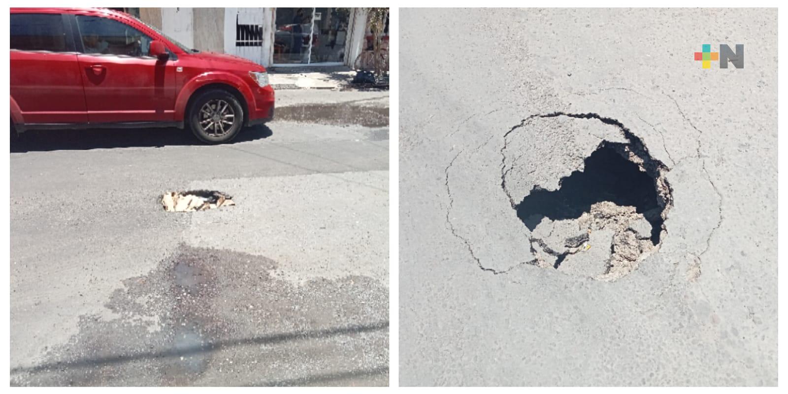 Socavones afectan vialidad en colonia del municipio de Veracruz