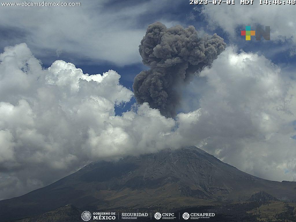 Registra volcán Popocatépetl 72 exhalaciones este domingo 2 de julio