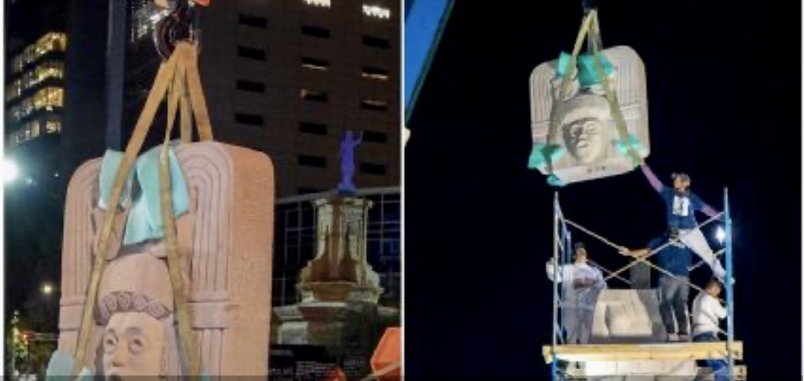 Instalan escultura de la Joven de Amajac en Paseo de la Reforma de CDMX